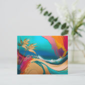 Carte Postale Scène de plage tropicale abstraite vibrante (Debout devant)