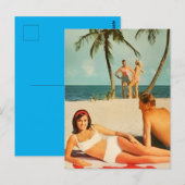 Carte Postale Scène de plage vintage (Devant / Derrière)