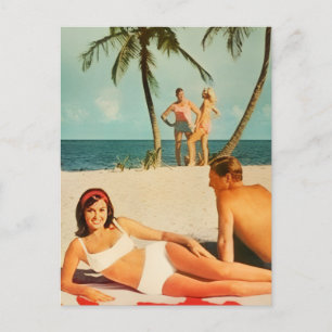 Carte Postale Scène de plage vintage