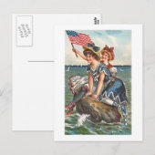 Carte Postale Scène de plage Vintage patriotique (Devant / Derrière)