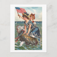 Scène de plage Vintage patriotique
