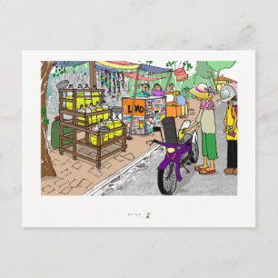 Carte postale Scène de rue en Asie avec moto
