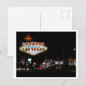 Carte Postale Scène de rue nocturne Las Vegas avec panneau (Devant / Derrière)