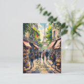 Carte Postale Scène De Rue Parisienne Avec Tour Eiffel (Debout devant)