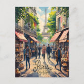 Carte Postale Scène De Rue Parisienne Avec Tour Eiffel (Devant)