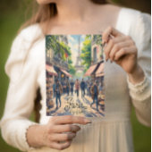 Carte Postale Scène De Rue Parisienne Avec Tour Eiffel