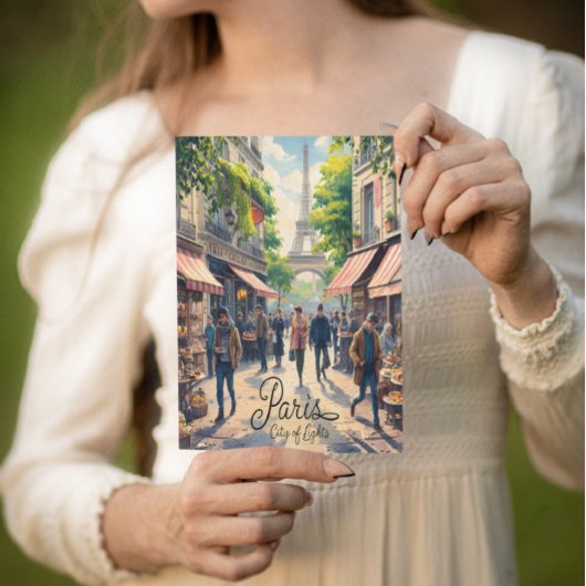 Carte Postale Scène De Rue Parisienne Avec Tour Eiffel