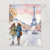 Carte Postale Scène de rue romantique de Paris en impression (Devant)
