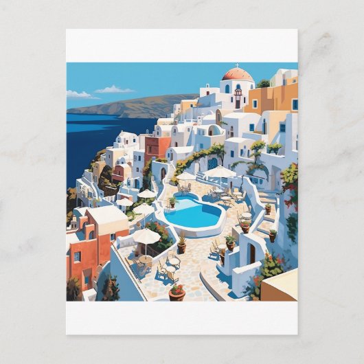Carte Postale Scène de Santorin Grèce (Devant)