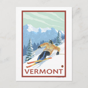 Carte Postale Scène de ski de descente du Vermont