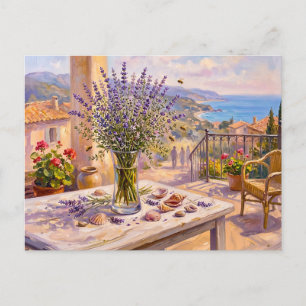 Carte Postale Scène de terrasse méditerranéenne lavande