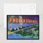 Carte Postale Scène de train et de centrale nucléaire PTW Atomic (Devant / Derrière)