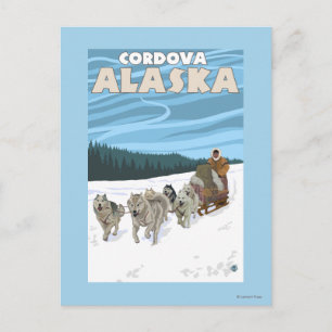 Carte Postale Scène de traînée de chien - Cordova, Alaska