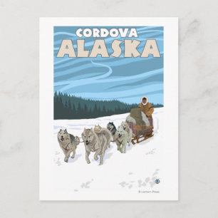 Carte Postale Scène de traînée de chien - Cordova, Alaska