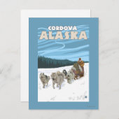 Carte Postale Scène de traînée de chien - Cordova, Alaska (Devant / Derrière)
