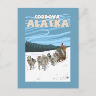 Carte Postale Scène de traînée de chien - Cordova, Alaska