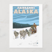 Carte Postale Scène de traînée de chien - Fairbanks, Alaska (Devant)