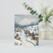 Carte Postale Scène de village enneigé hivernal d'une ville sere (Debout devant)