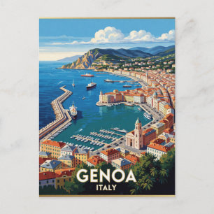 Carte Postale Scène de voyage dans le port de Gênes Italie ⚓