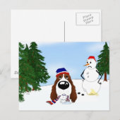 Carte Postale Scène d'hiver anglaise Springer Spaniel (Devant / Derrière)