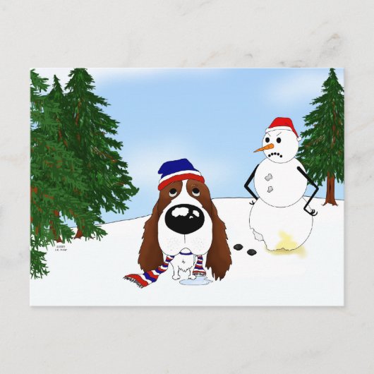 Carte Postale Scène d'hiver anglaise Springer Spaniel (Devant)