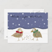 Carte Postale Scène d'hiver avec deux petits oiseaux (Devant / Derrière)
