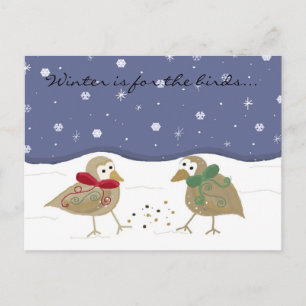 Carte Postale Scène d'hiver avec deux petits oiseaux