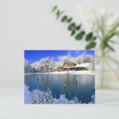 Carte Postale Scène d'hiver, maison au bord du lac (Debout devant)
