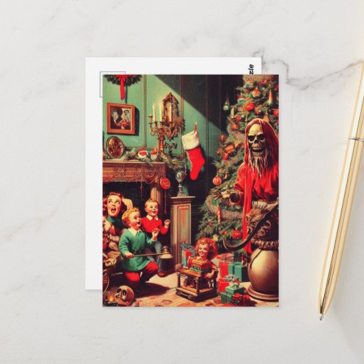 Carte Postale Scène d'horreur Noël (Devant/Arrière en situation)