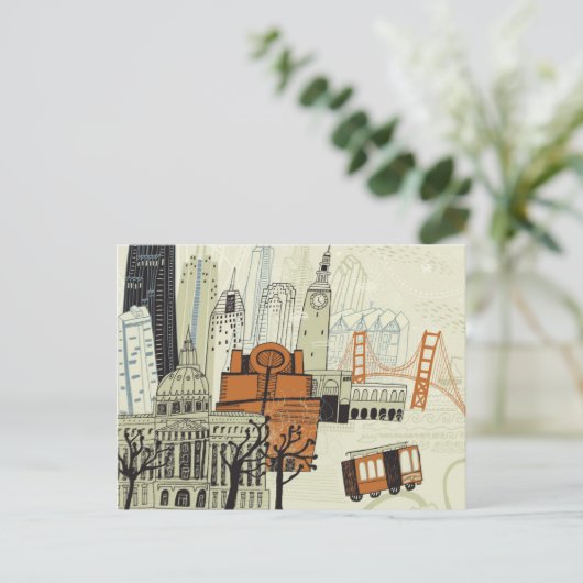 Carte Postale Scène Doodle San Francisco (Debout devant)