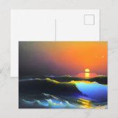 Carte Postale Scène dramatique de l'océan et du coucher de solei (Devant / Derrière)