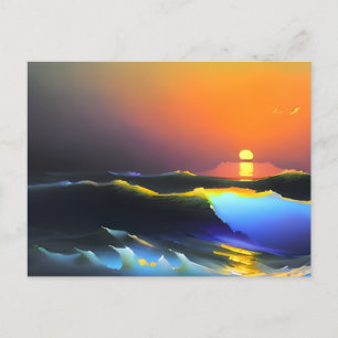 Carte Postale Scène dramatique d'océan et de coucher de soleil
