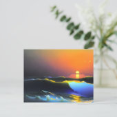 Carte Postale Scène dramatique d'océan et de coucher de soleil (Debout devant)