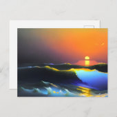 Carte Postale Scène dramatique d'océan et de coucher de soleil (Devant / Derrière)