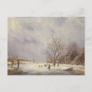 Carte Postale Scène du canal d'hiver, 19e siècle