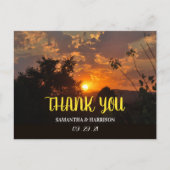 Carte Postale Scène du coucher du soleil, Merci Mariage rustique (Devant)