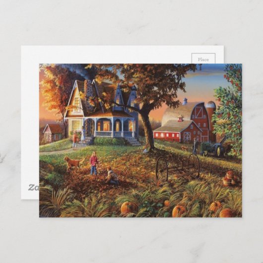 Carte Postale Scène du pays d'automne (Devant / Derrière)