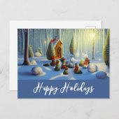 Carte Postale Scène fantasque de la forêt de Noël (Devant / Derrière)