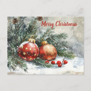 Carte Postale Scène Festive Vintage de Noël
