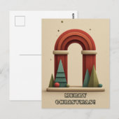 Carte Postale Scène Géométrique Abstraite avec des Arbres de Noë (Devant / Derrière)