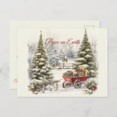 Carte Postale Scène hiver Vintage de Noël (Devant / Derrière)