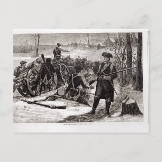 Carte Postale Scène hivernale au campement de l'armée continenta (Devant)