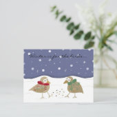 Carte Postale Scène hivernale avec deux petits oiseaux (Debout devant)