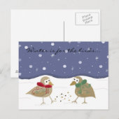 Carte Postale Scène hivernale avec deux petits oiseaux (Devant / Derrière)