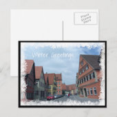Carte Postale Scène hivernale avec maisons (Devant / Derrière)