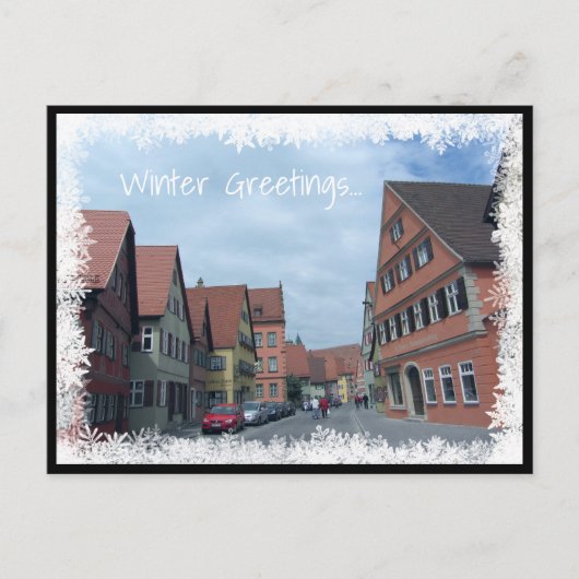 Carte Postale Scène hivernale avec maisons (Devant)