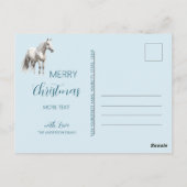 Carte Postale Scène hivernale de cheval neige forêt Noël (Dos)