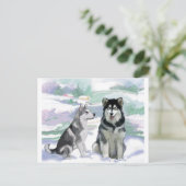 Carte Postale Scène hivernale de malamute en Alaska (Debout devant)