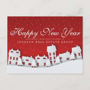 Carte Postale Scène hivernale moderne Salutations du Nouvel An