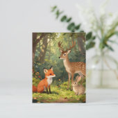 Carte Postale Scène mignonne d'animaux de la forêt (Debout devant)